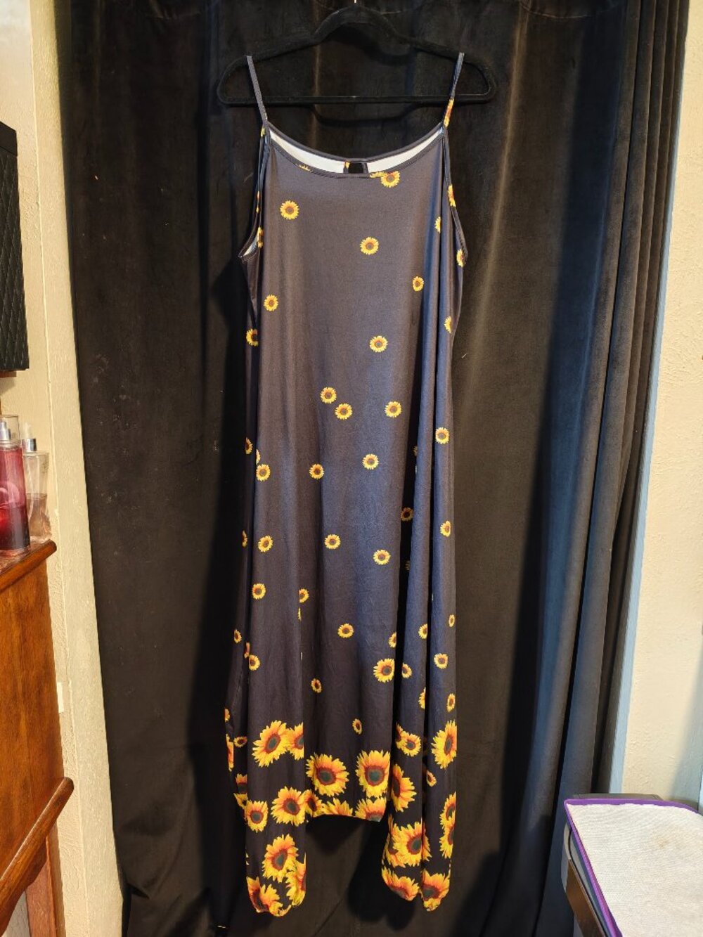 Cute Black Sunflower Pants/Dress Lounger - Size XXL